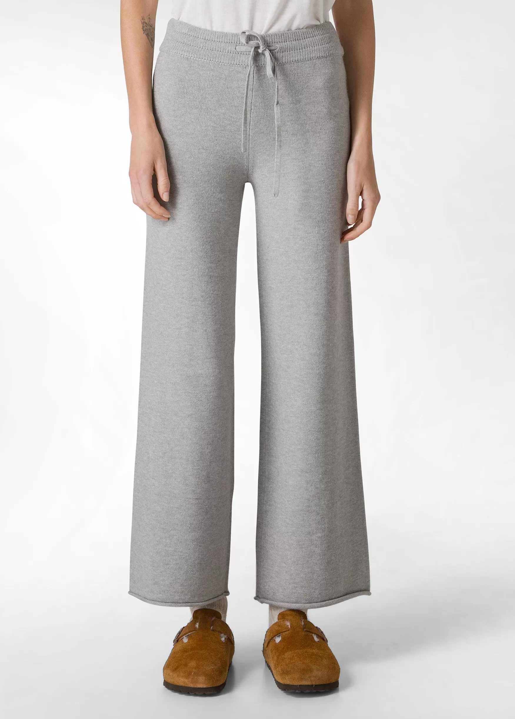 Hot DEHA Wide Leg Knitted Pants Grey Grey Melange