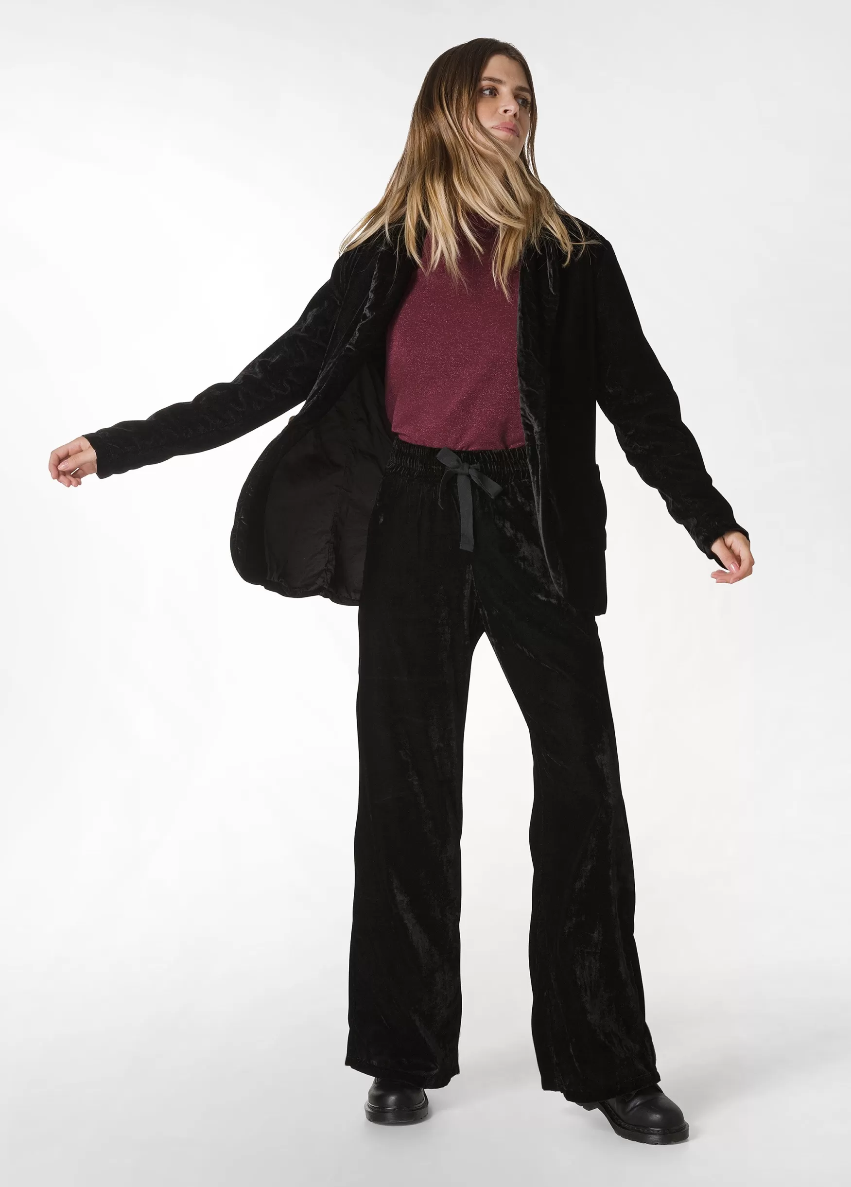Discount DEHA Wide Leg Velvet Pants Black