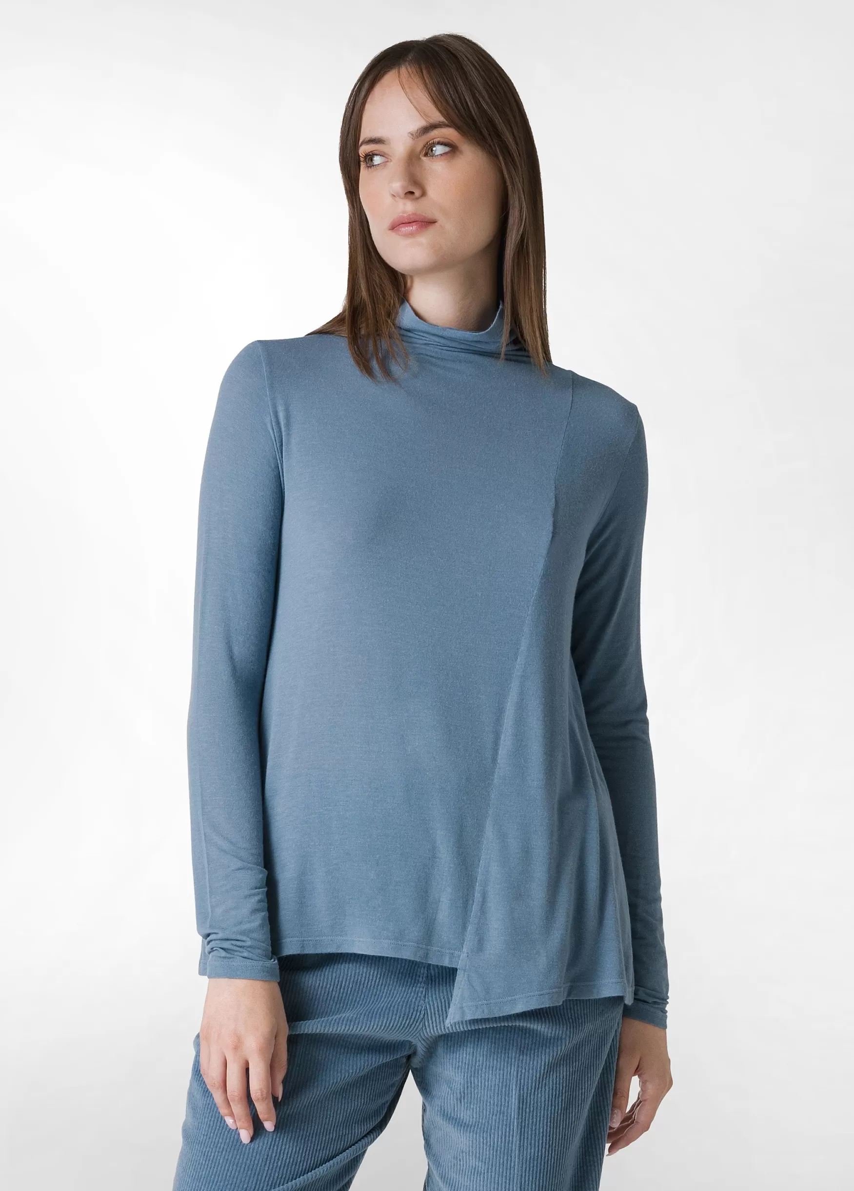 Outlet DEHA Wooly High Neck T-Shirt Blue Midblue