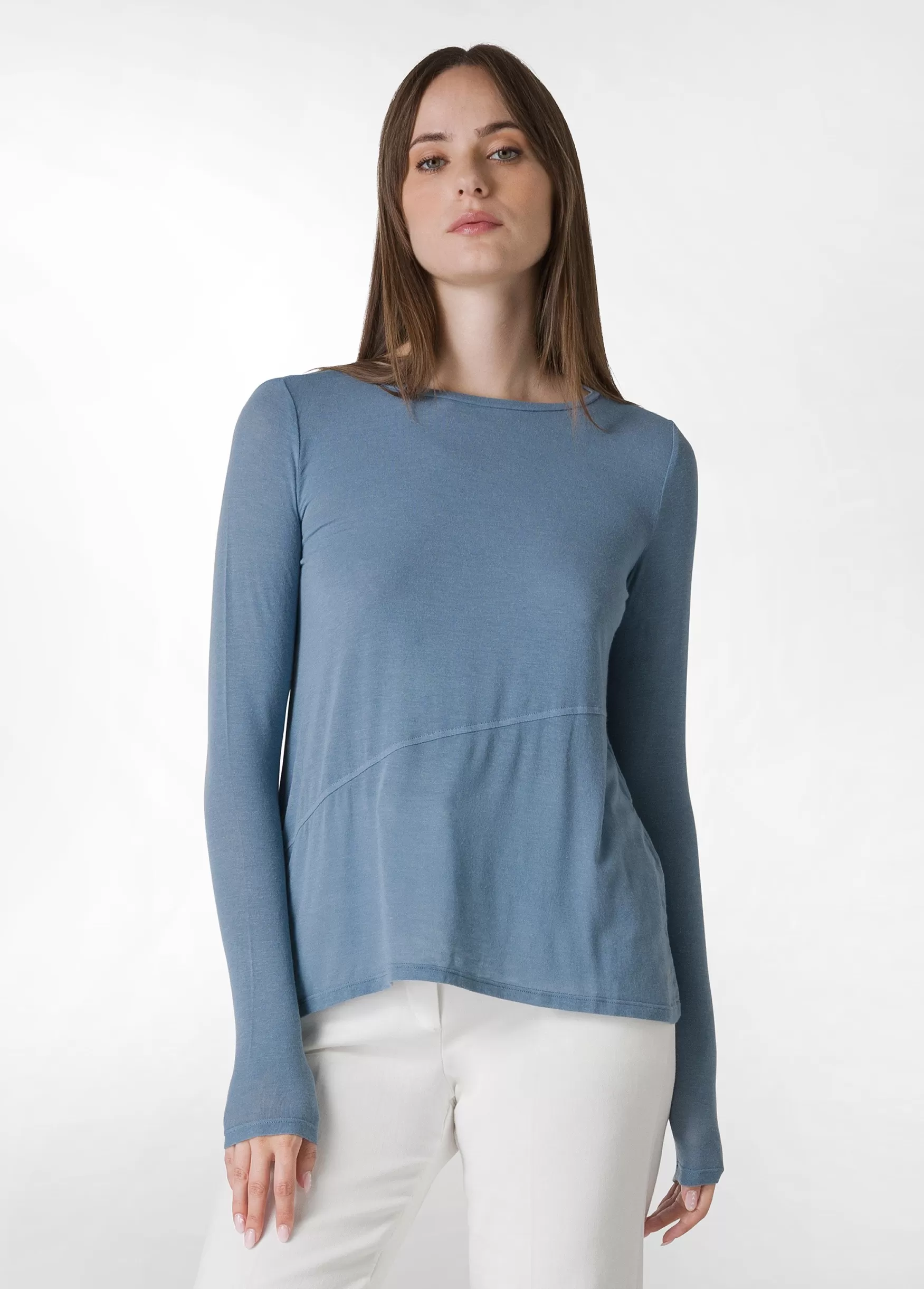 Fashion DEHA Wooly Long Sleeve T-Shirt Blue Midblue