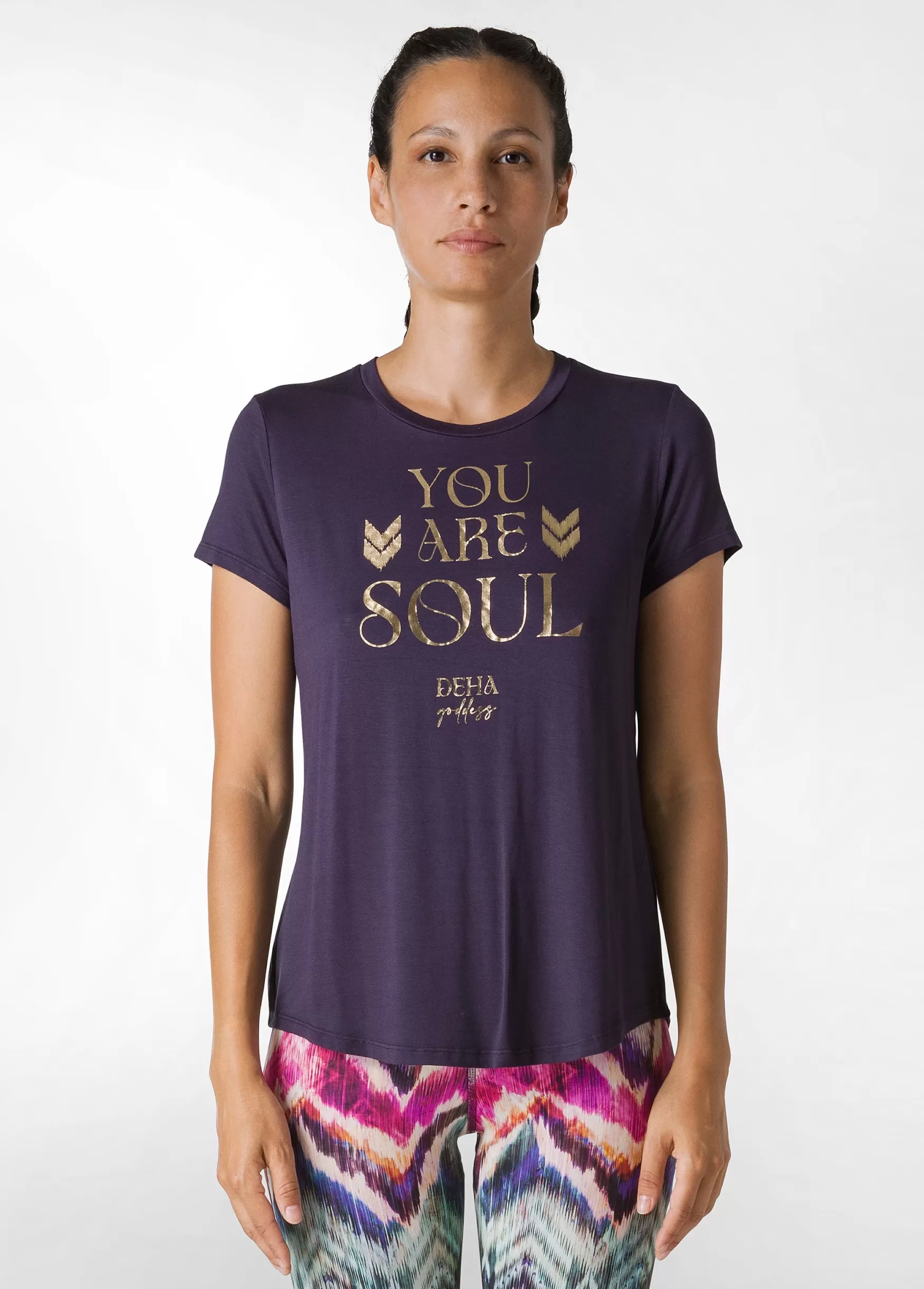 Shop DEHA Yoga Light Viscose T-Shirt Purple Aubergine Violet