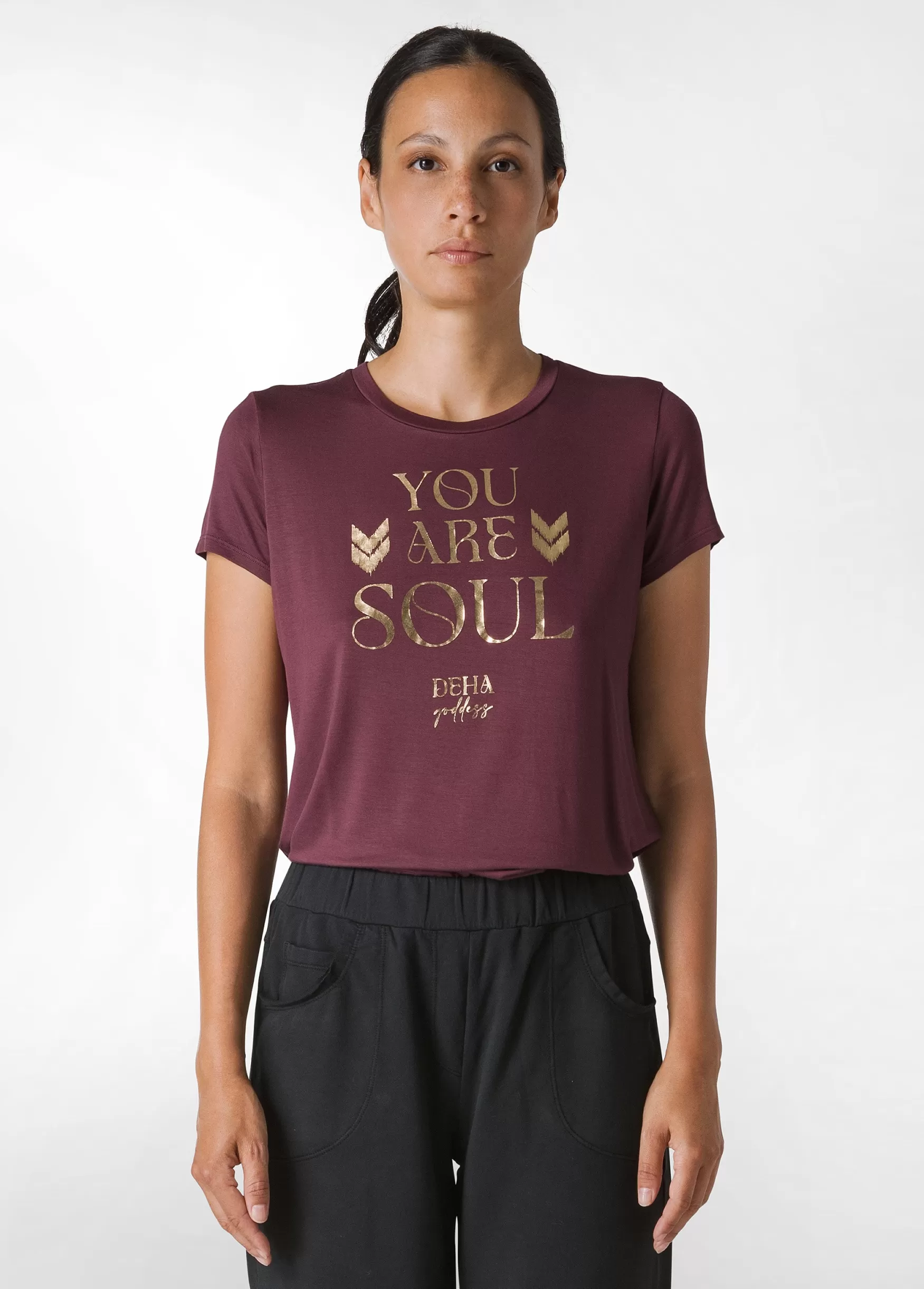Outlet DEHA Yoga Light Viscose T-Shirt Red Tibetan Red