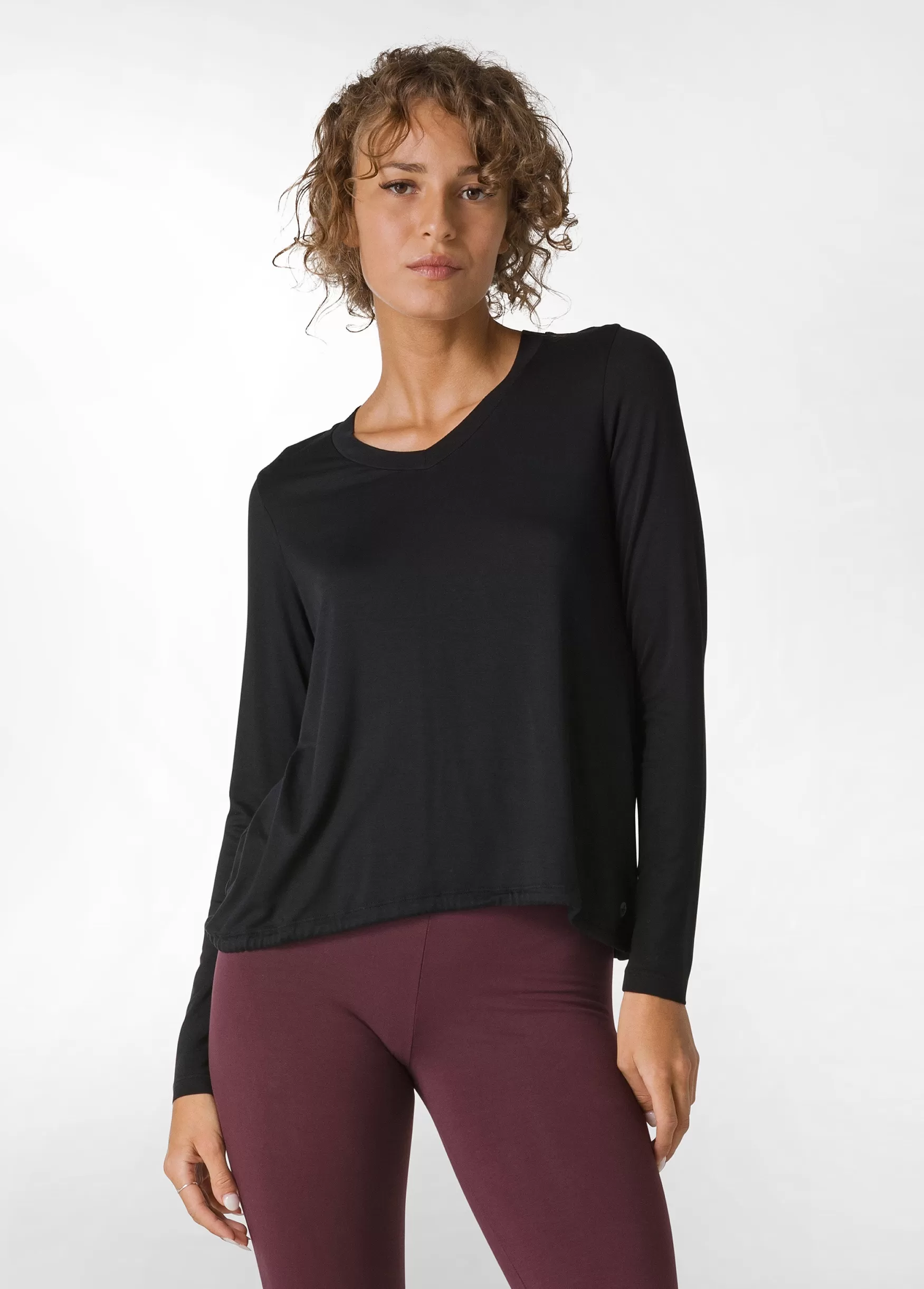 Shop DEHA Yoga Long Sleeve Viscose Top Black