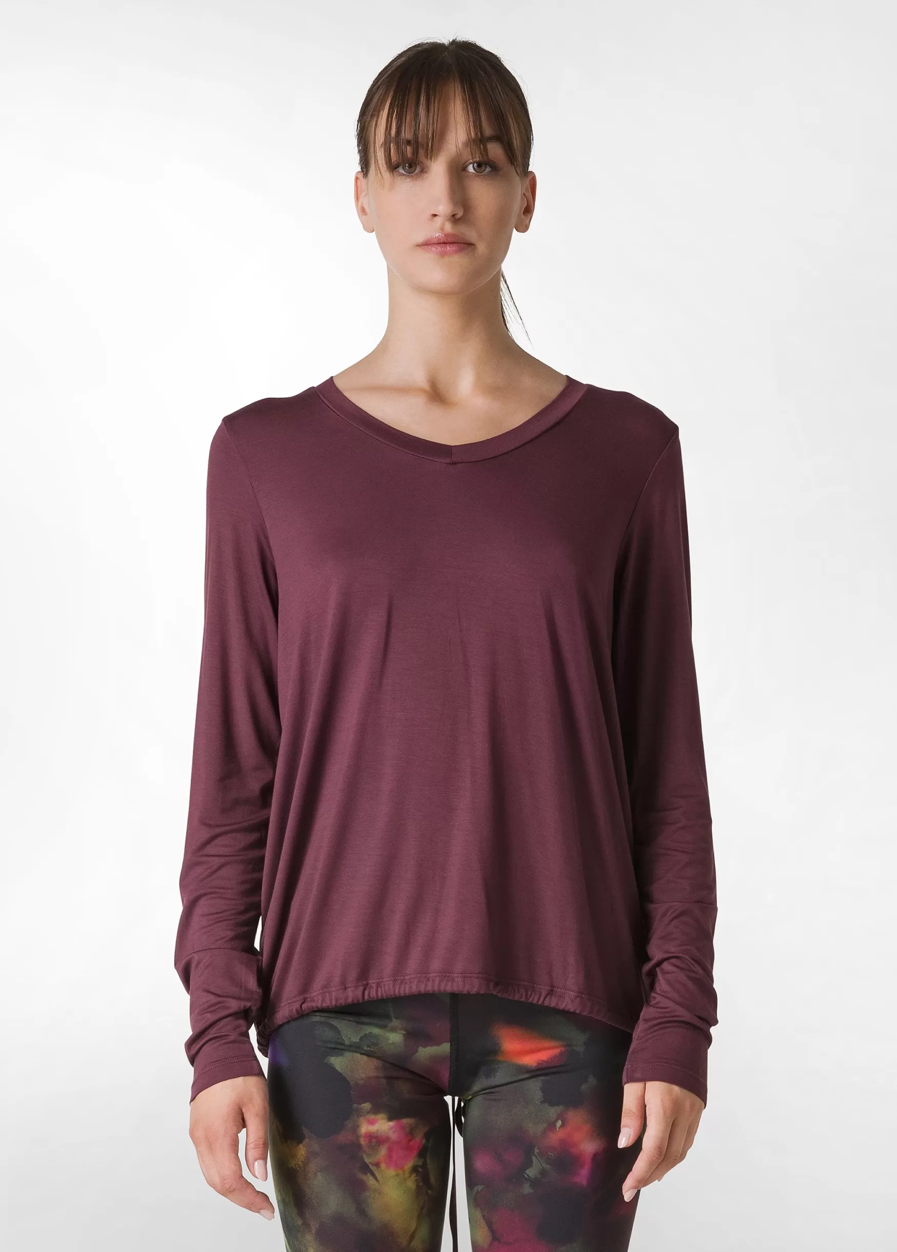 Best DEHA Yoga Long Sleeve Viscose Top Red Tibetan Red